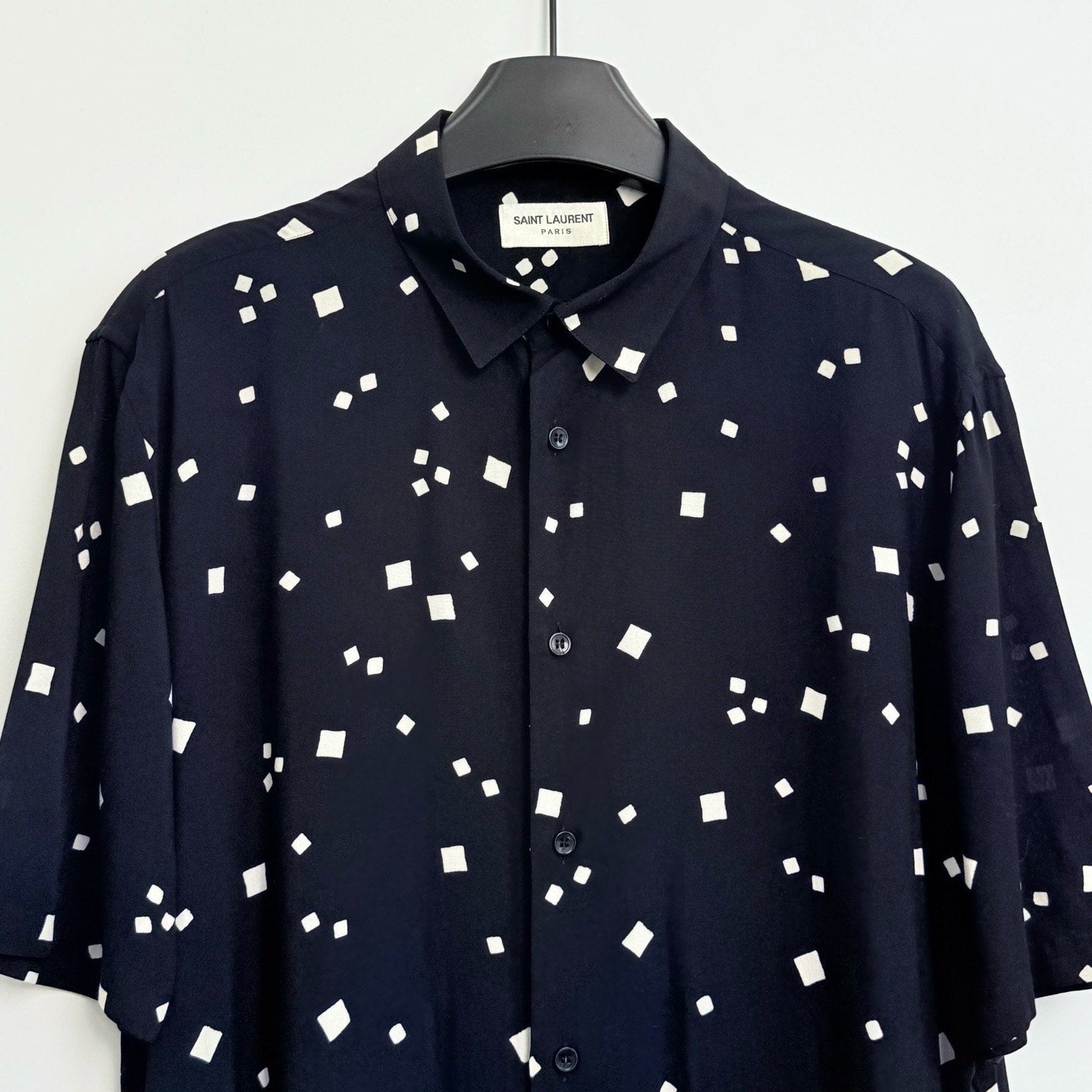 Saint Laurent Splatter Silk Short-Sleeve Shirt