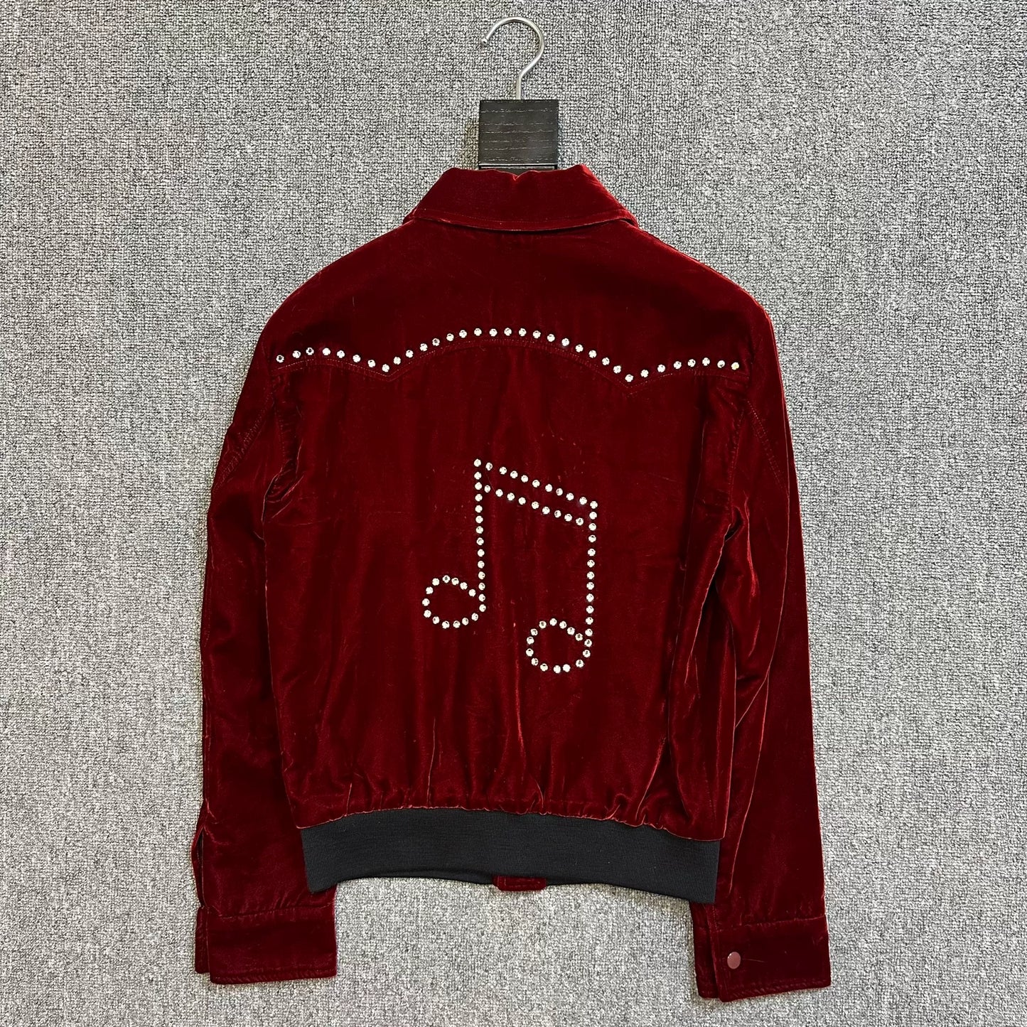 Saint Laurent Red Velvet Pearl Jacket