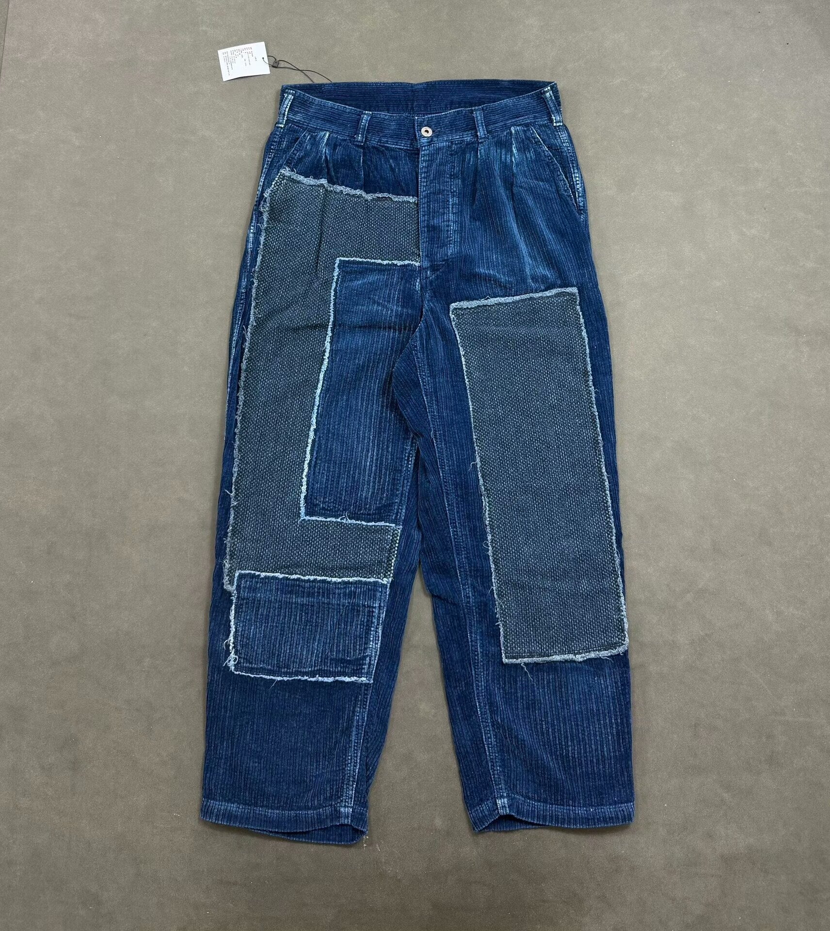 madness kendogi corduroy pants blue dyed