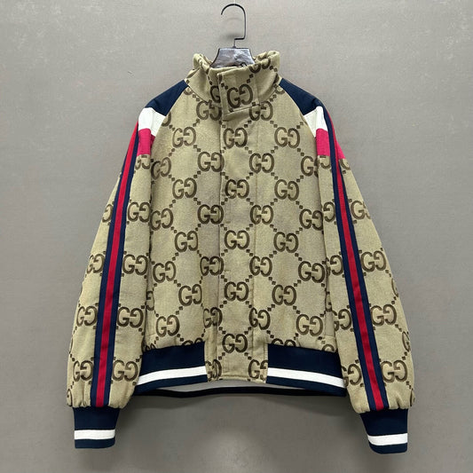 gucci all-over logo zip-up jacket