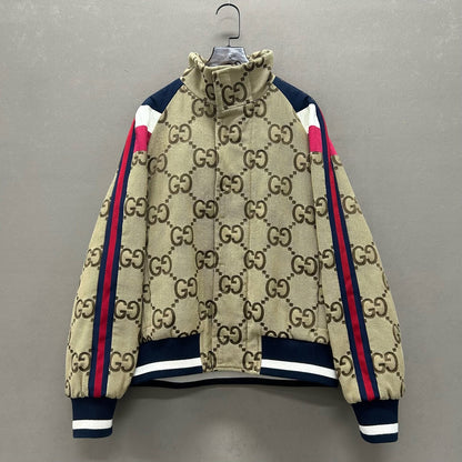 gucci logo printed stand-up collar jacket