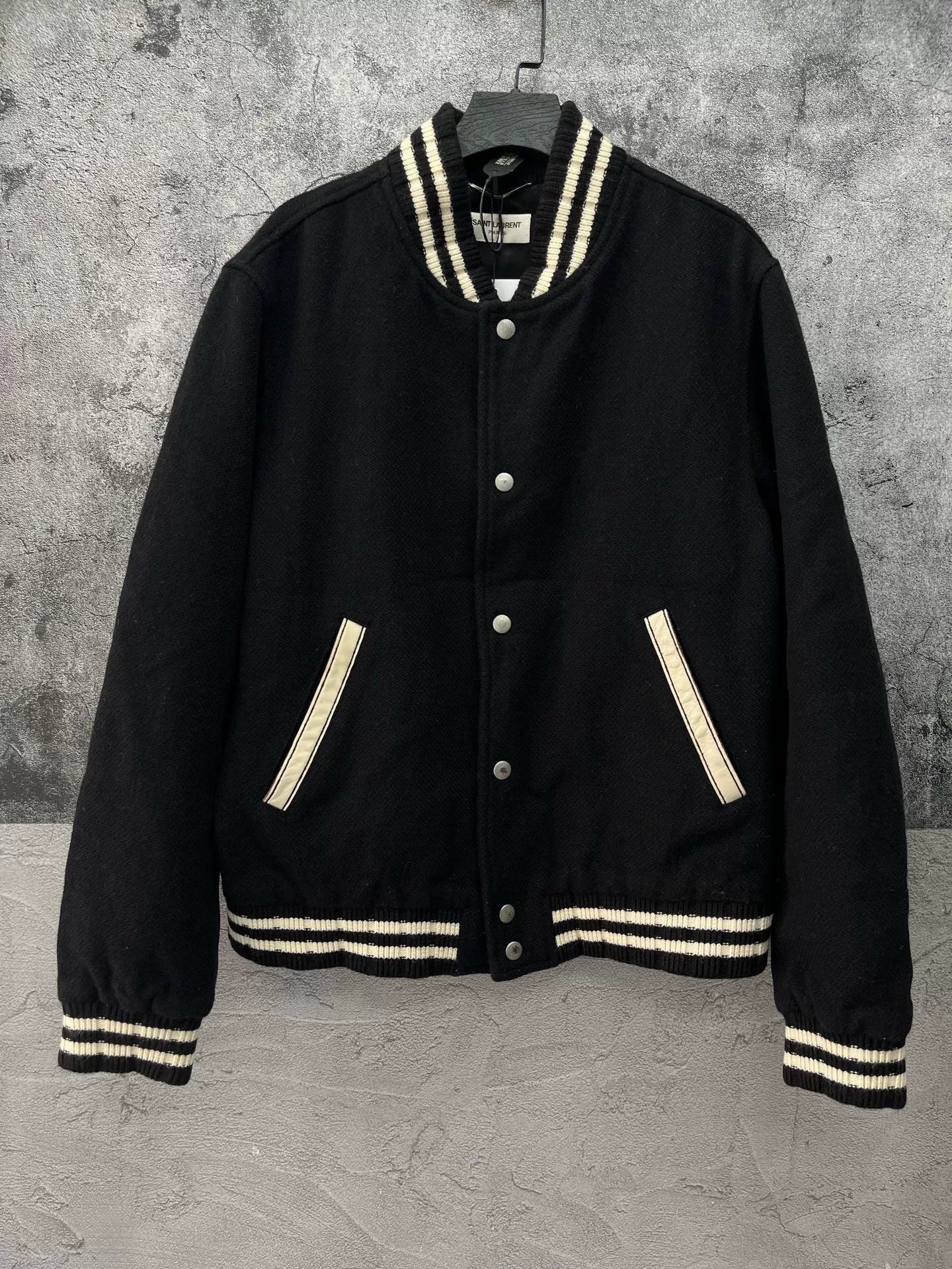 Saint Laurent Letter Embroidery Baseball Jacket