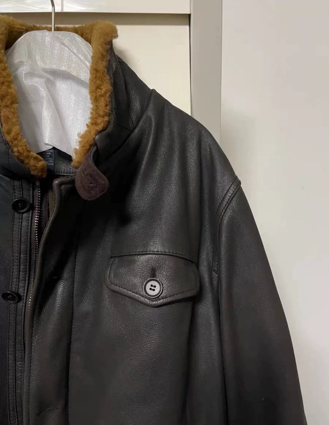 RRL N1 Leather Jacket Shearling Collar