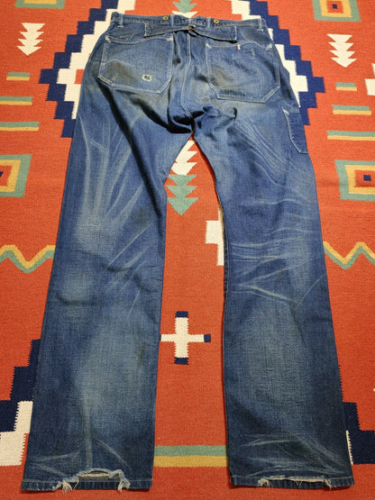 RRL Washed Distressed Gold Button Jeans