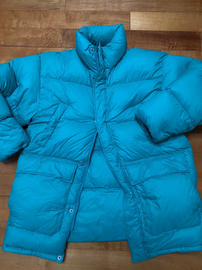 stylish teal puffer jacket for winter wear