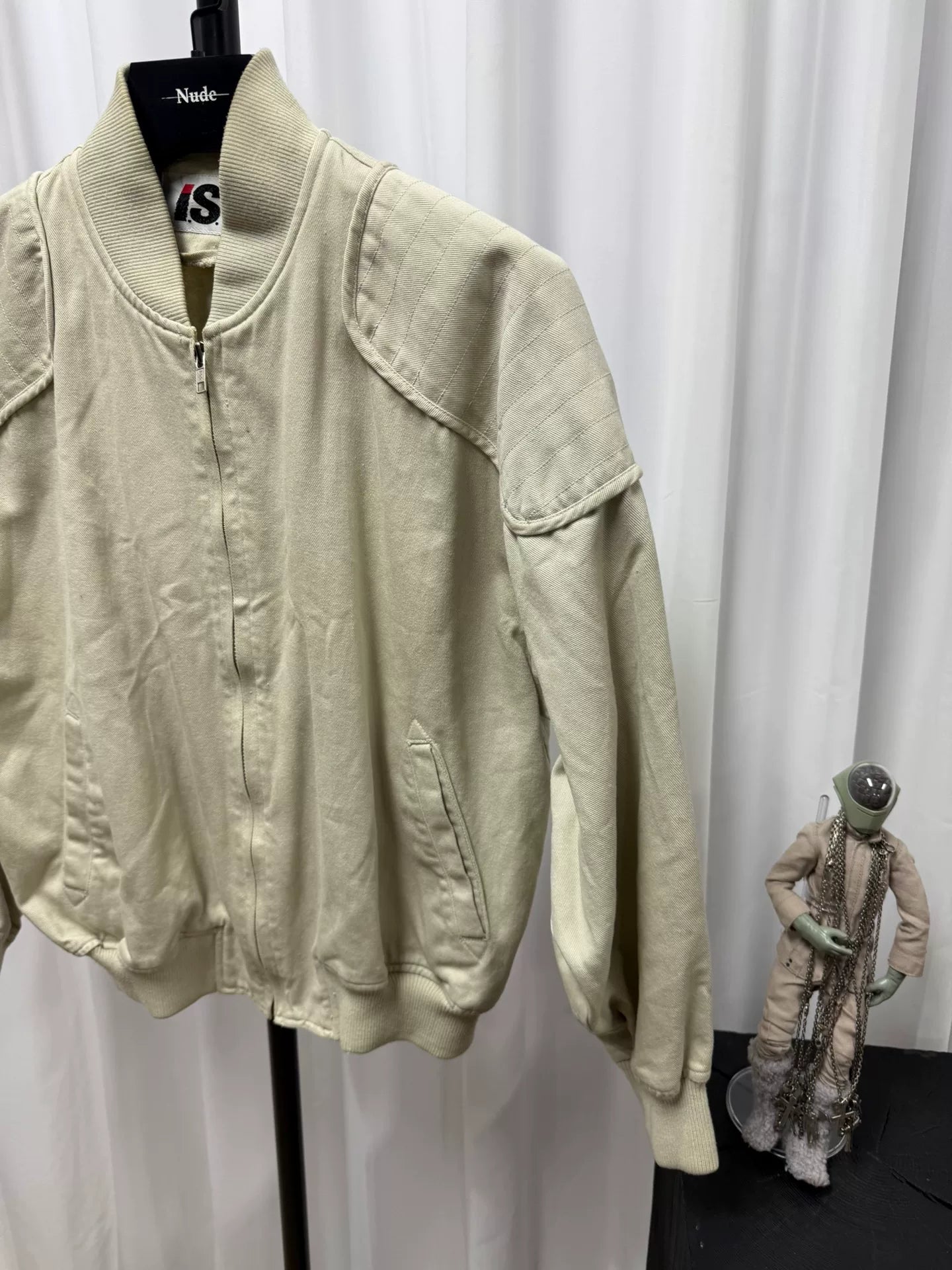 issey miyake men canvas jacket in beige