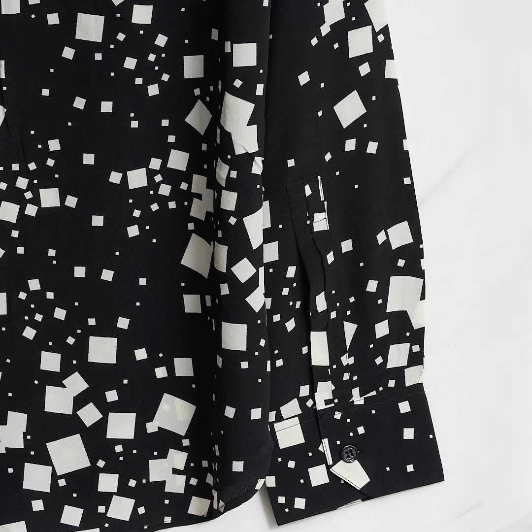 Saint Laurent Men's Square-Patterned Shirt