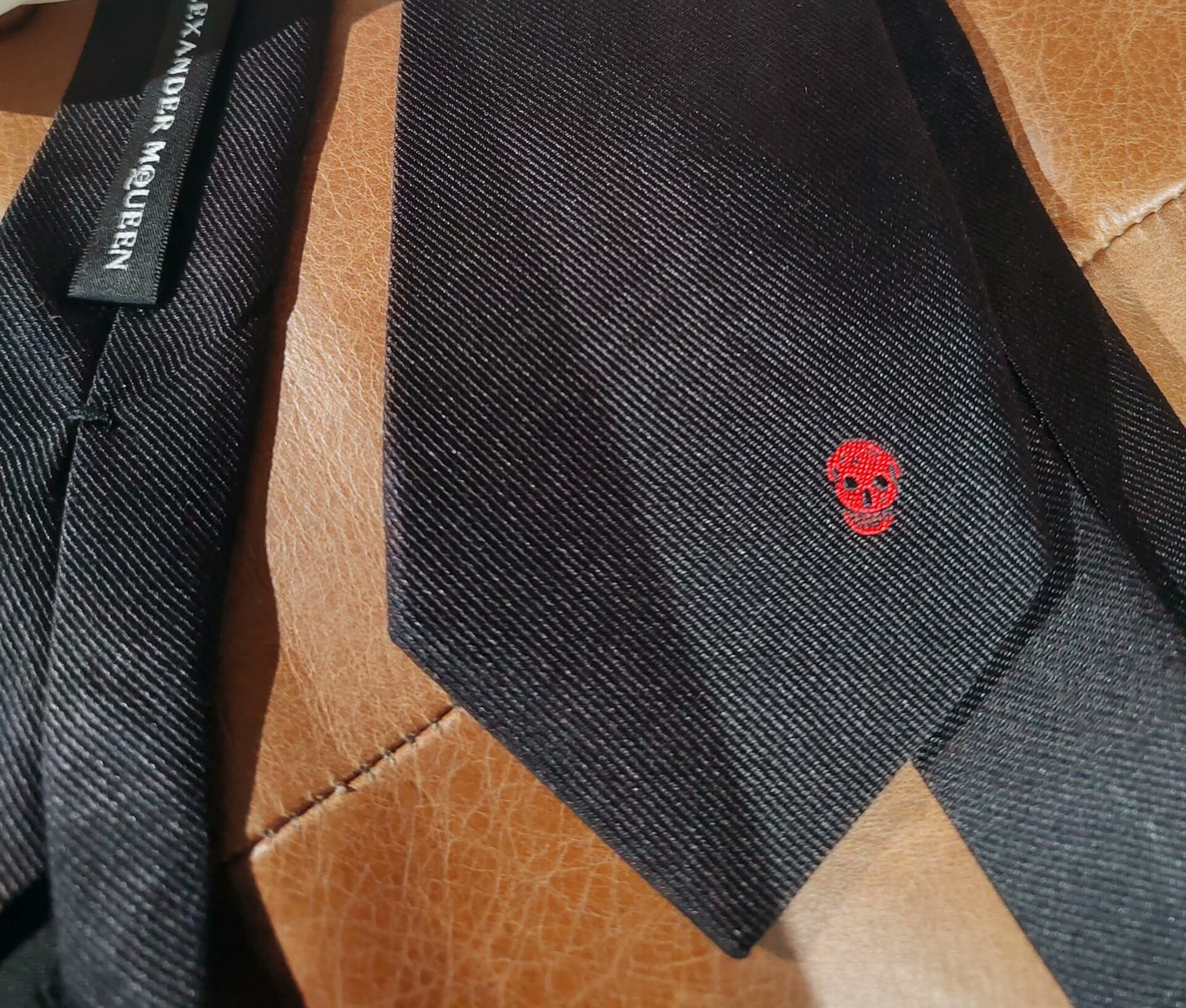 Alexander McQueen Black Rose Tie