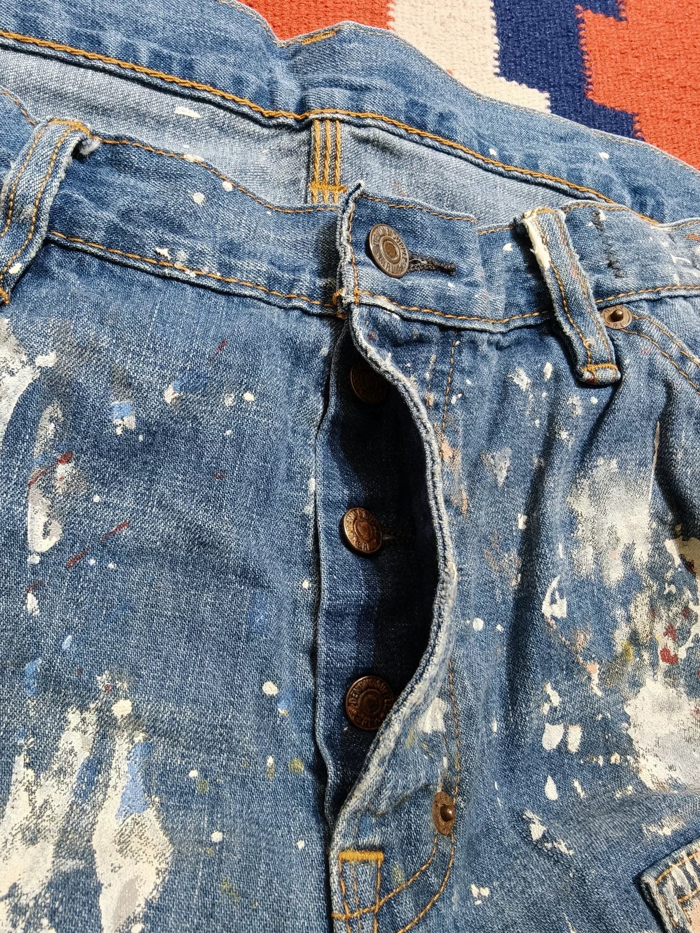 RRL Double Knee Paint Splatter Jeans
