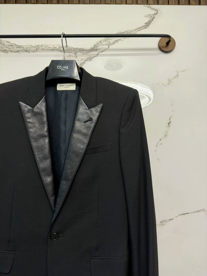 saint laurent leather lapel smoking jacket