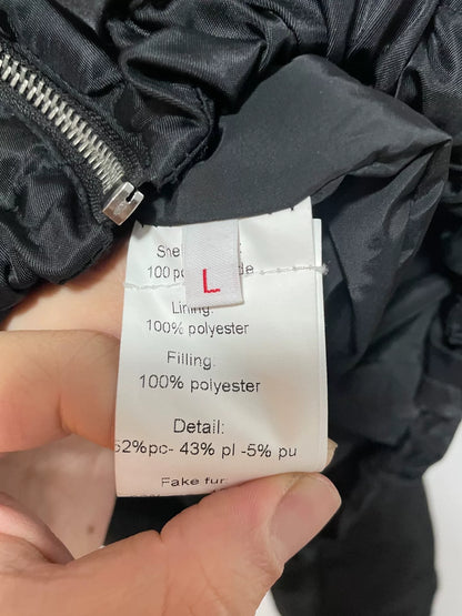 Black Fur-Collared Flight Jacket Size L