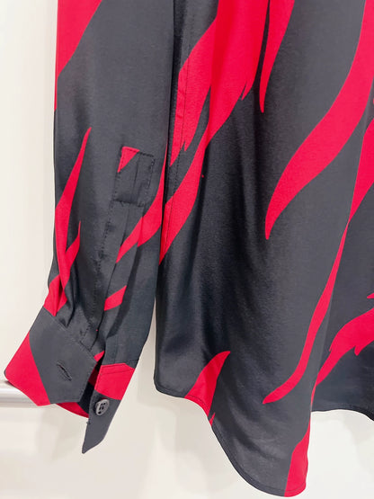 Saint Laurent Red Black Flame Shirt