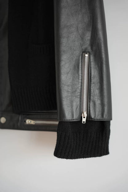 black leather double rider jacket