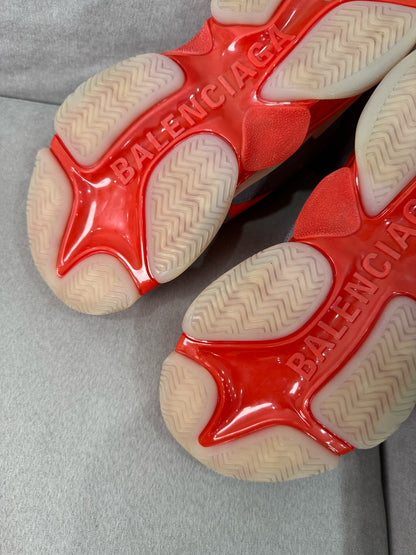 Balenciaga Triple S Gray Red Sneakers Size 39