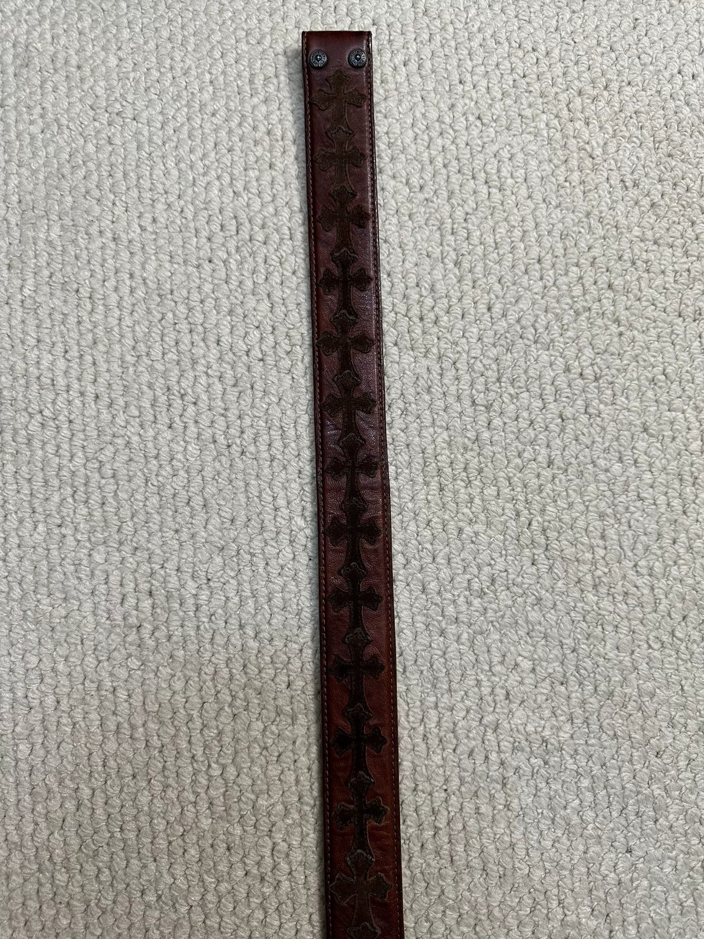 Chrome Hearts Brown Suede Cross Patch Belt 32