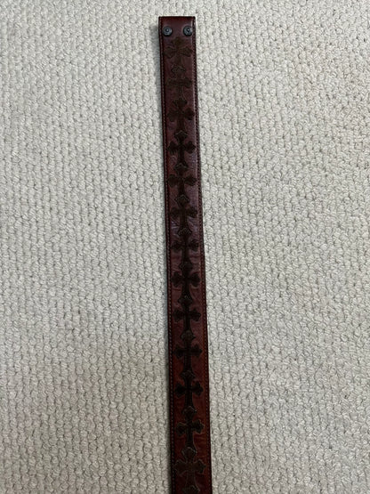Chrome Hearts Brown Suede Cross Patch Belt 32
