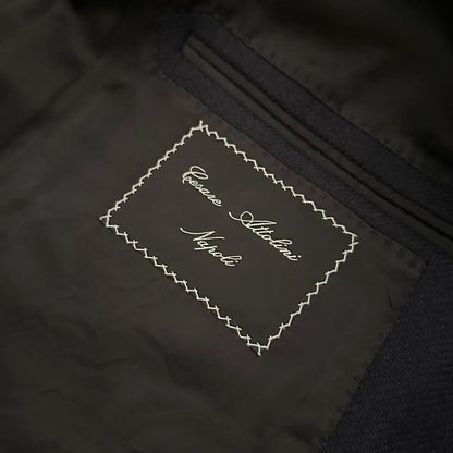 navy wool cashmere long coat by cesare attolini