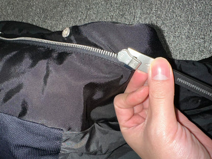 alyx long down jacket with leather accents