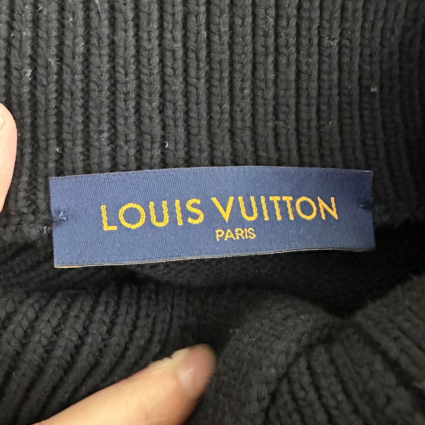 Louis Vuitton Black Polo Collar Wool Sweater