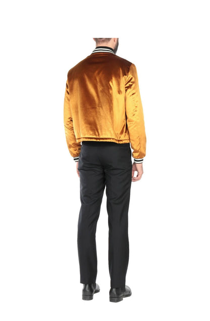 saint laurent velvet cotton bomber jacket
