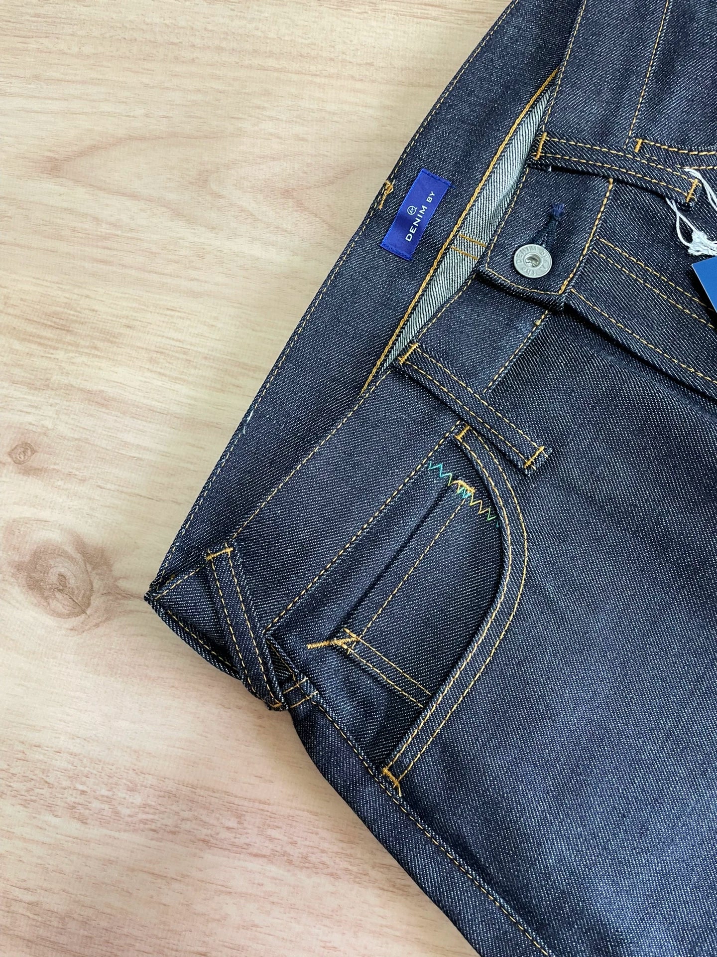 denim by vanquish green logo cropped jeans