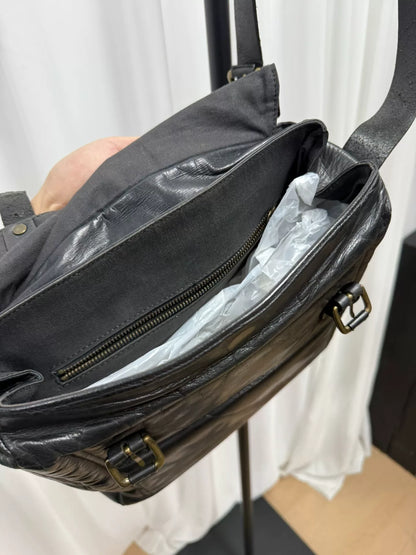 Dries Van Noten Waxed Leather Messenger Bag
