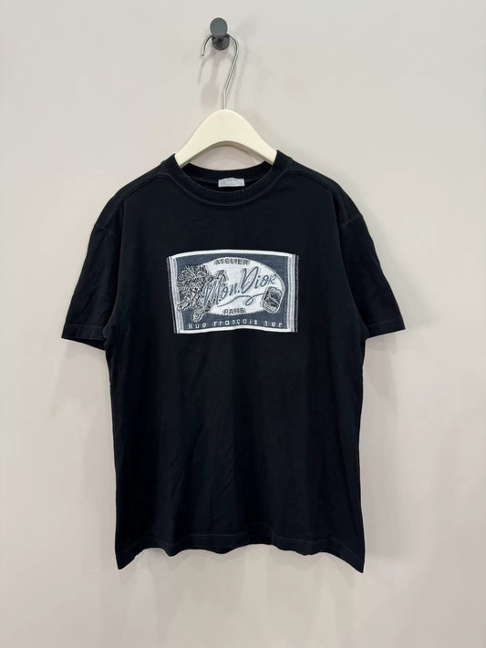Dior Black Stamp Graphic Short Sleeve T-Shirt