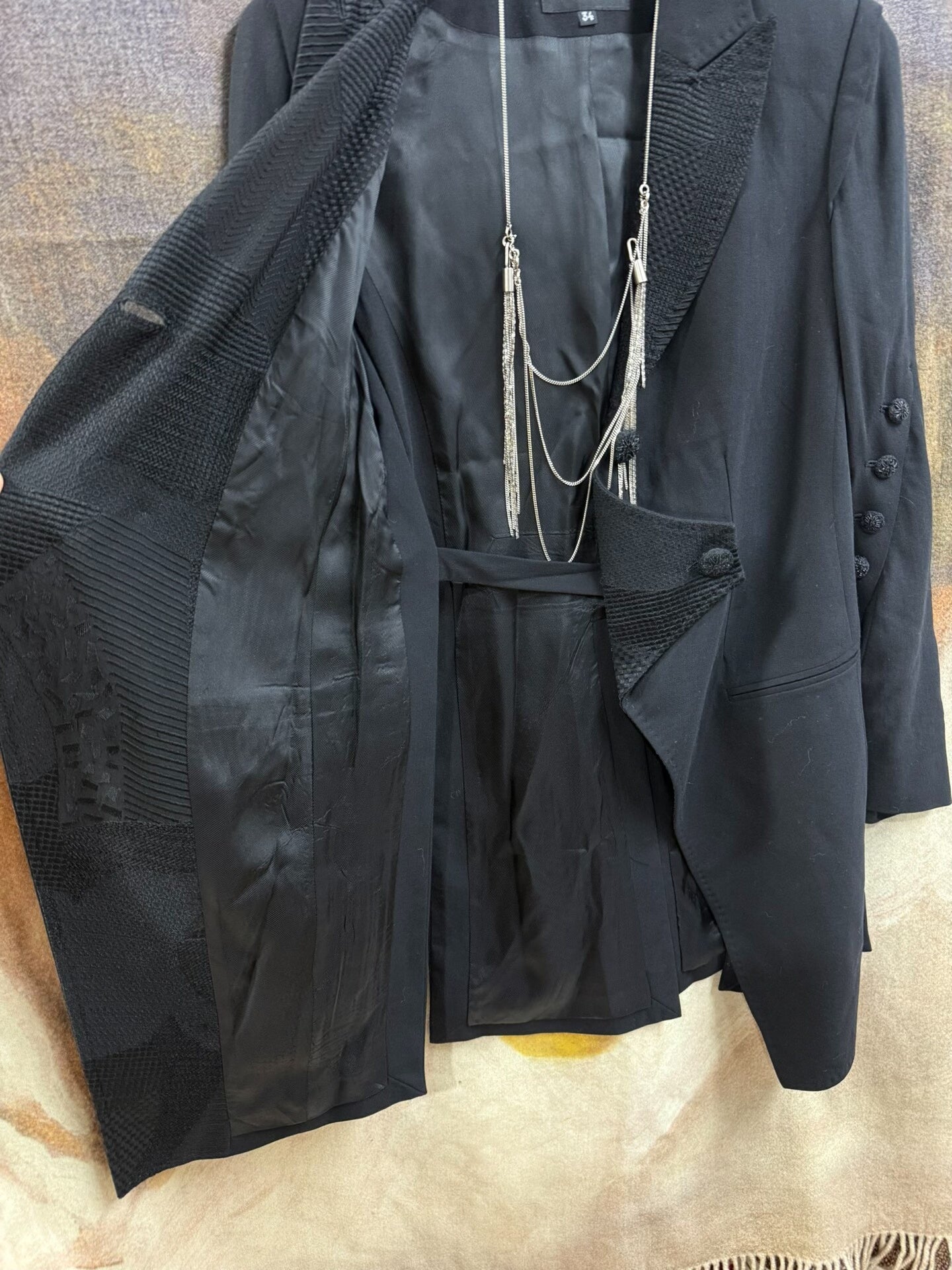 elegant black embroidered tailcoat jacket