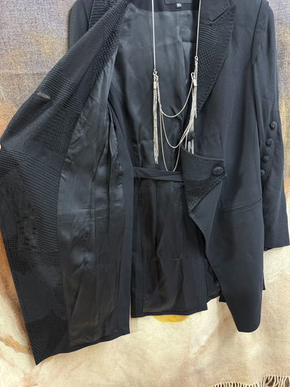 elegant black embroidered tailcoat jacket