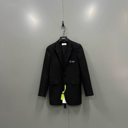 Saint Laurent Black Gold Thread Lapel Blazer