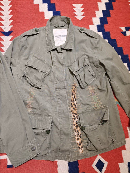 RRL Vintage Distressed Leopard Patch Jacket