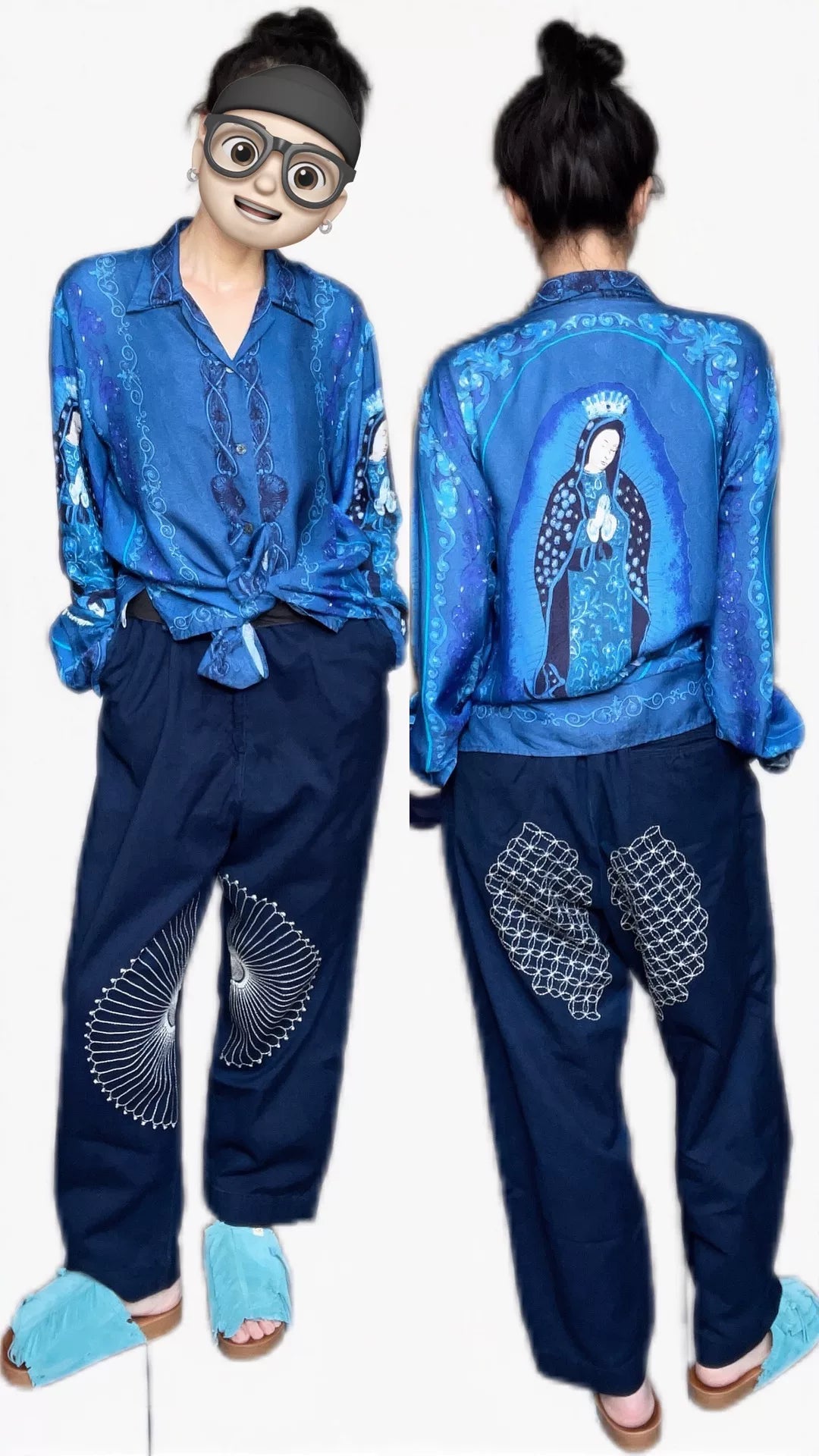 Kapital Chrysanthemum Embroidery High-Waist Pants