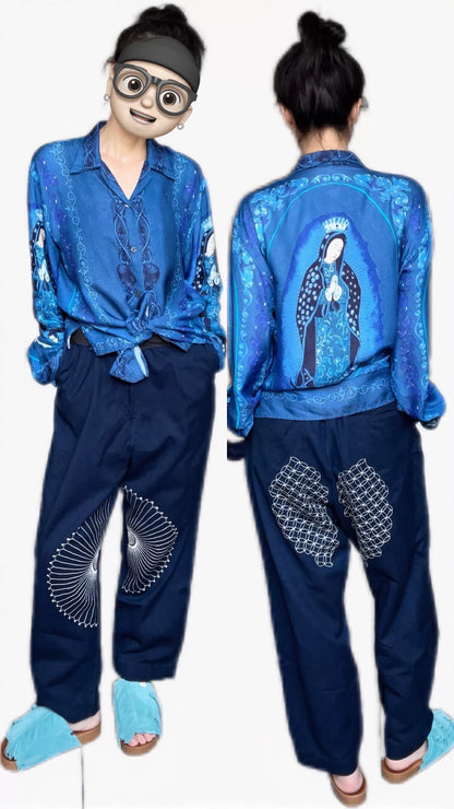 Kapital Chrysanthemum Embroidery High-Waist Pants