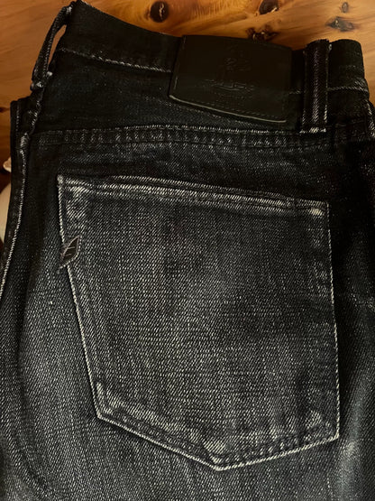 classic black denim jeans with red selvedge