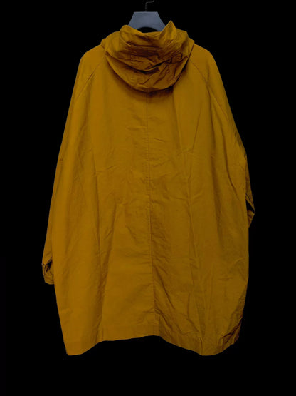 mustard yellow wax cotton hooded coat