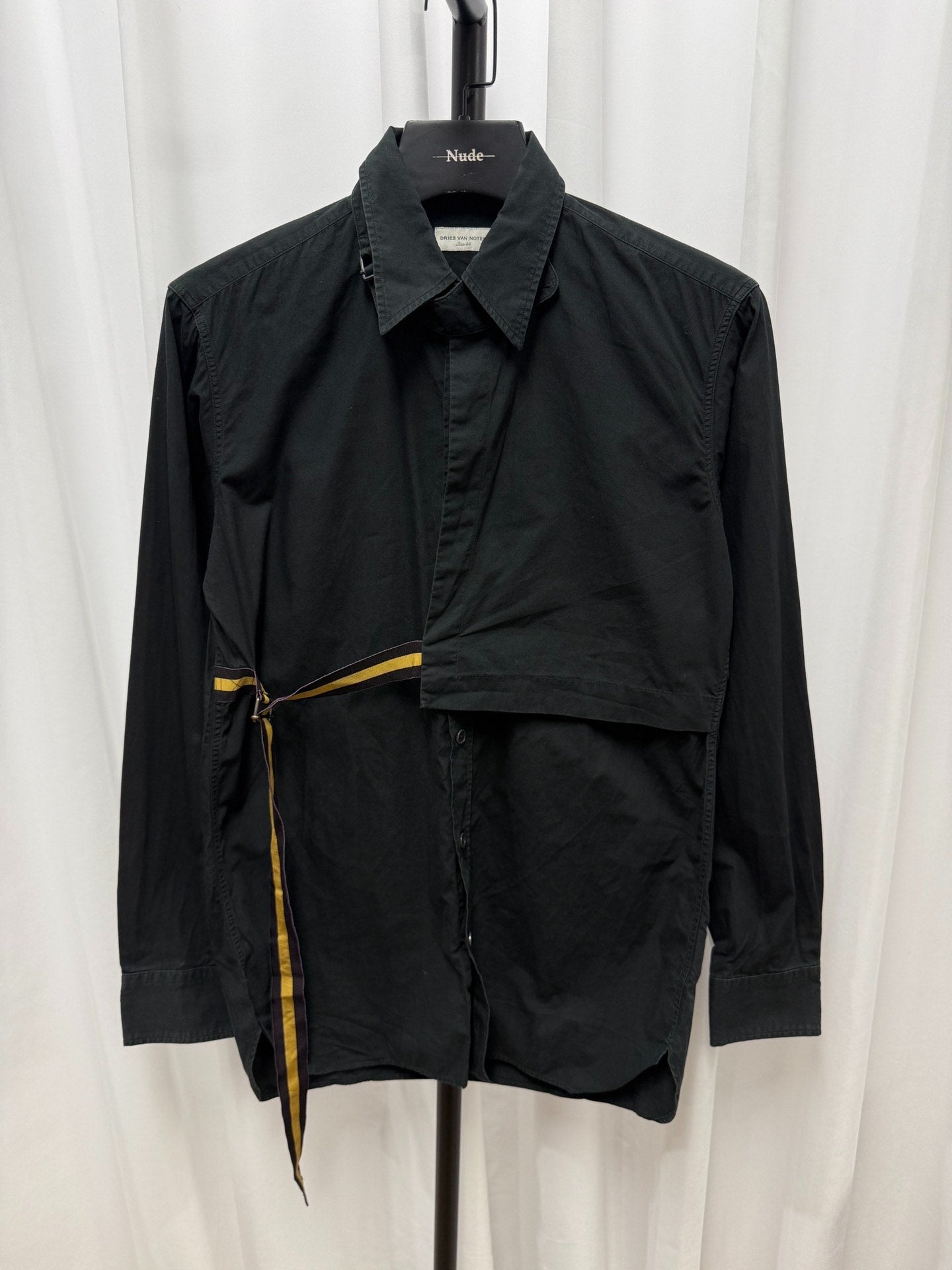 Dries van Noten Black Deconstructed Wrap Shirt