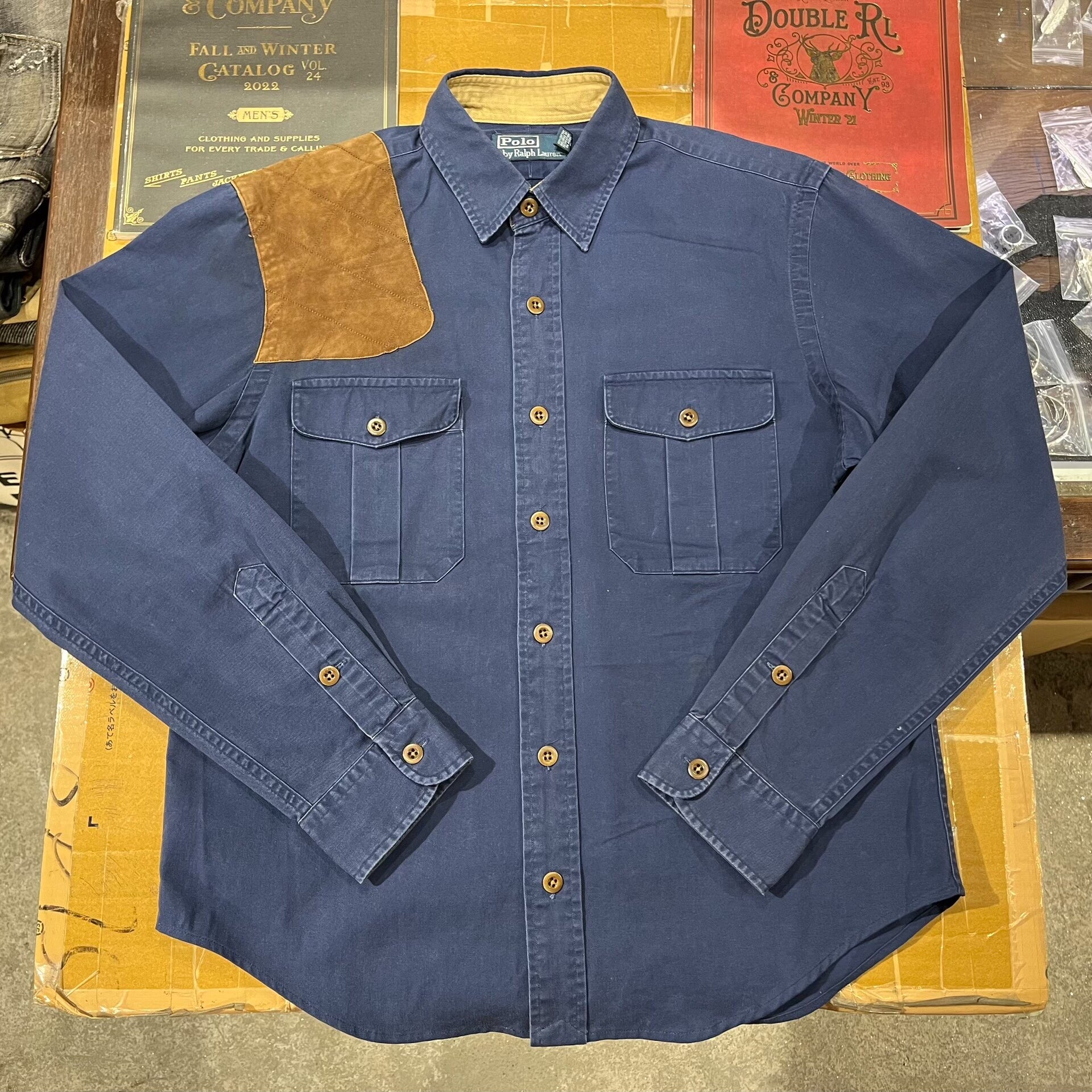 Double RL Ralph Lauren Leather Patchwork Shirt