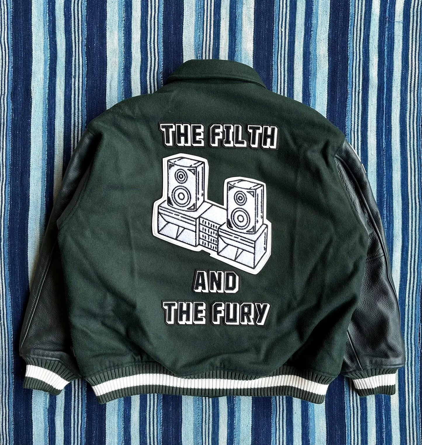 neighborhood stadium jacket with leather sleeves