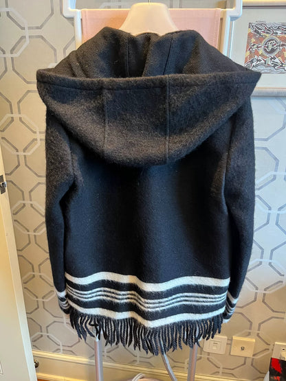 Saint Laurent Black White Fringe Hoodie