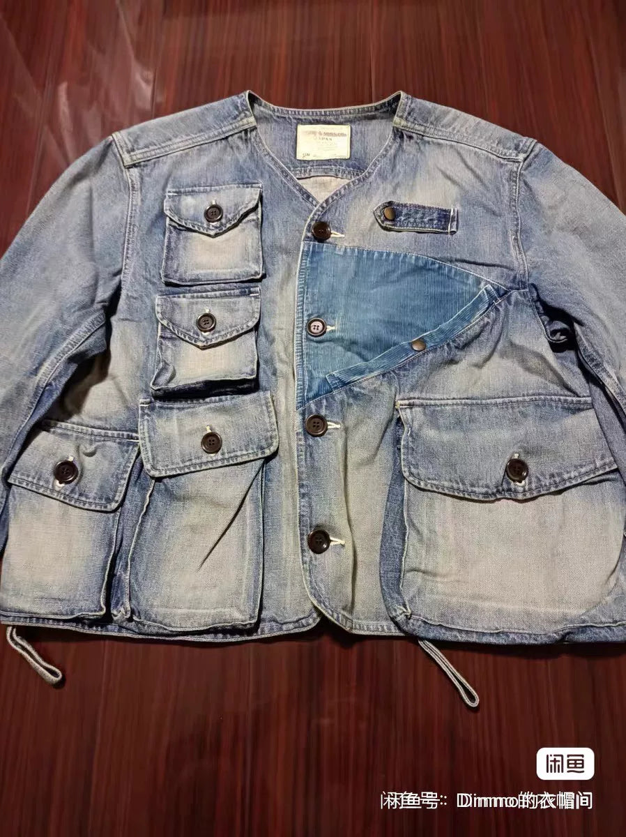 Gypsy & Sons Collarless Multi-Pocket Denim Jacket