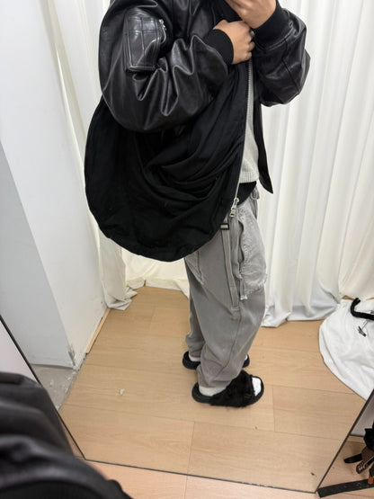 yohji yamamoto double-layered bag with wool