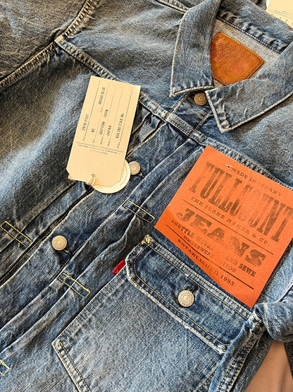 FULLCOUNT Washed Distressed Denim Jacket