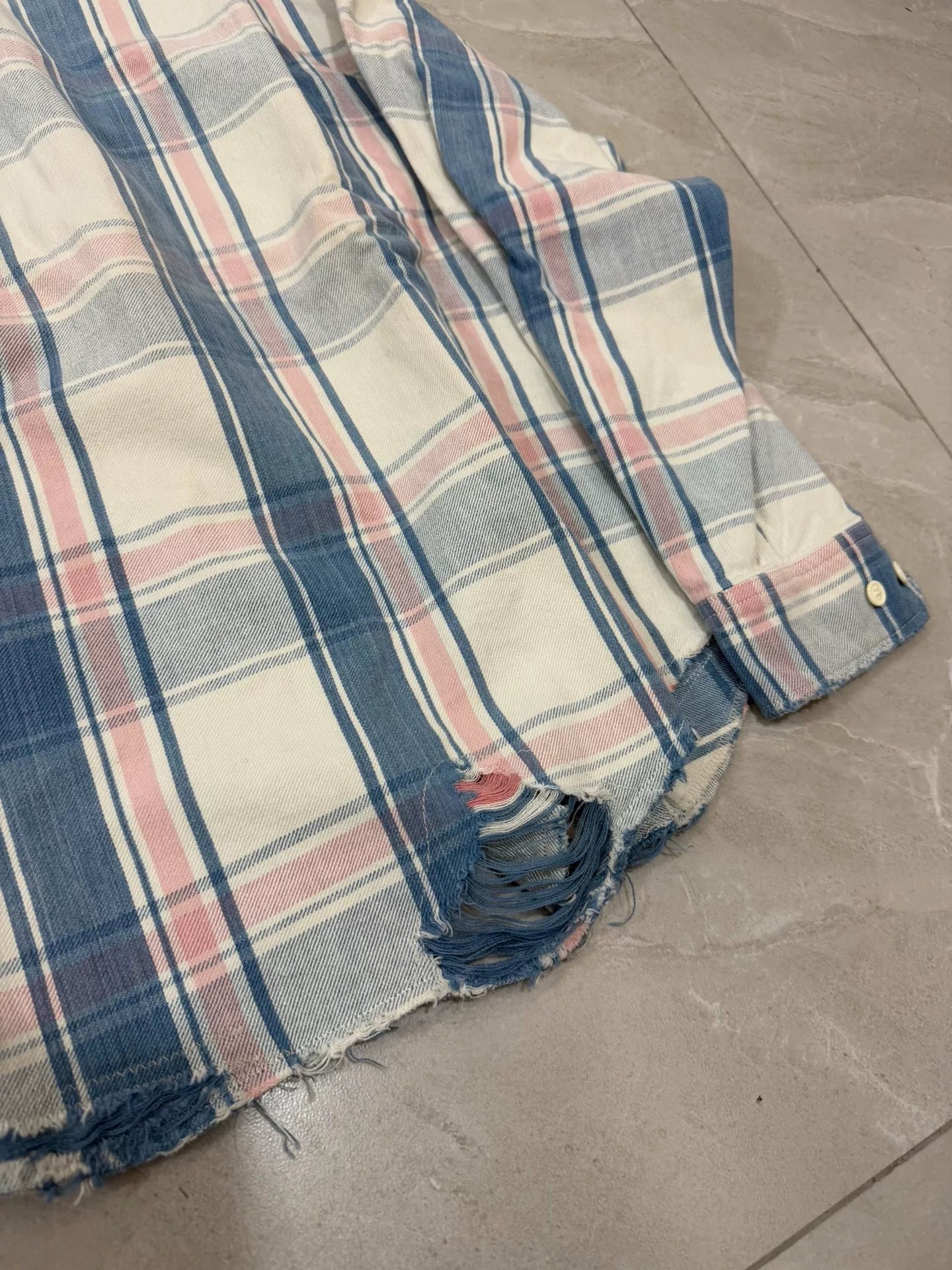 VISVIM 22SS PIONEER CHECK L/S Distressed Shirt