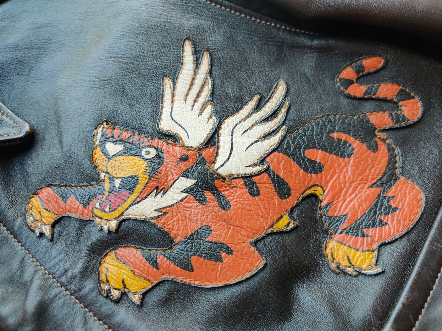 realmccoy A2 leather bomber jacket with paint