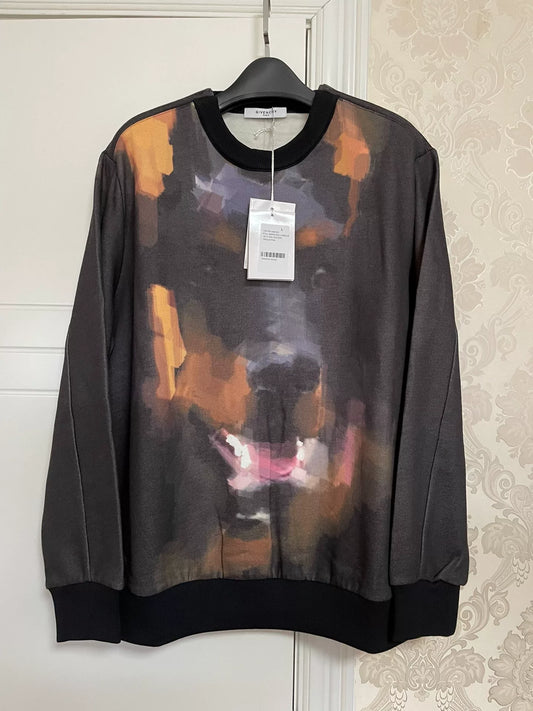 givenchy dog print fleece sweatshirt large