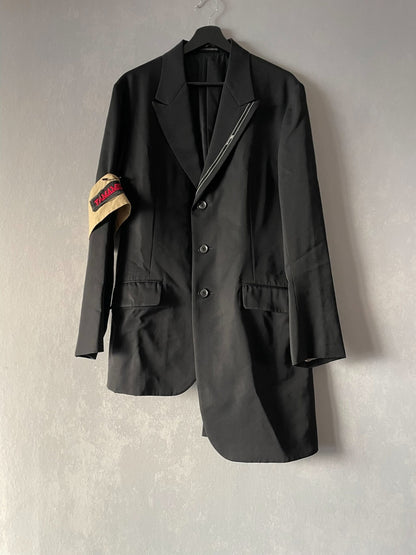 asymmetrical jacket with sleeve patch by yohji yamamoto