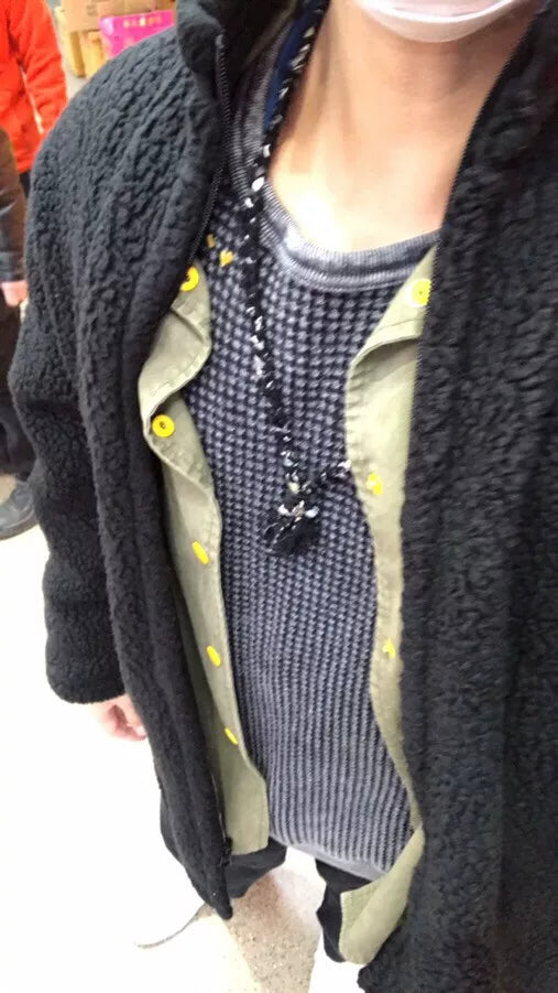 fleece zip-up shirt jacket in black