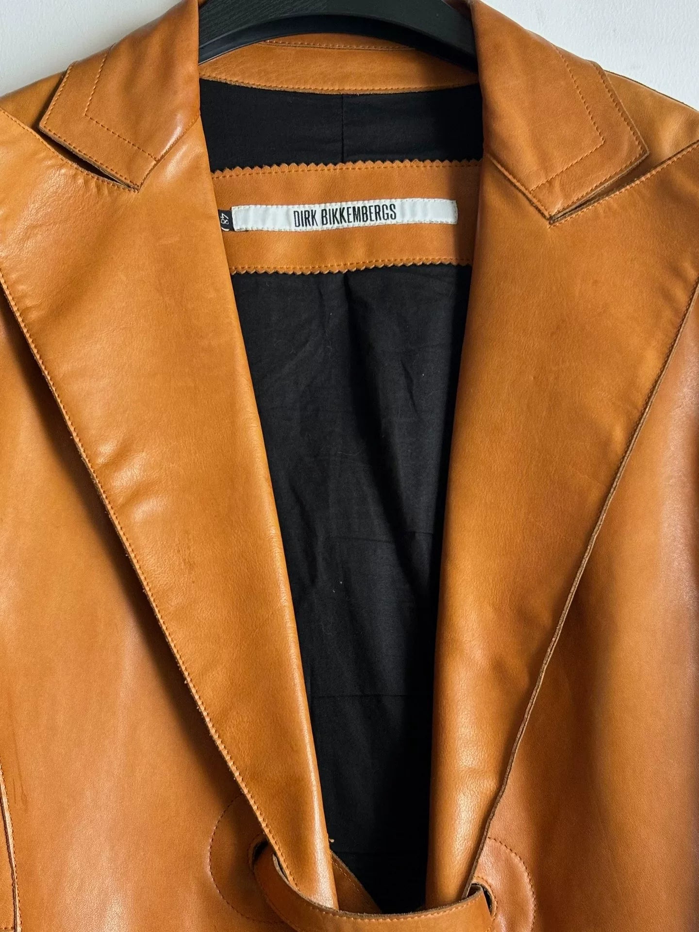 dirk bikkembergs leather jacket with tie straps