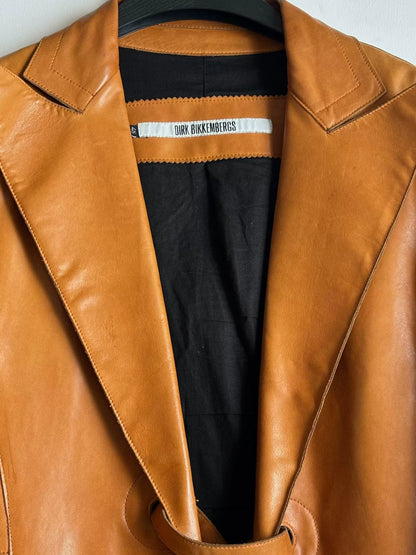 dirk bikkembergs leather jacket with tie straps