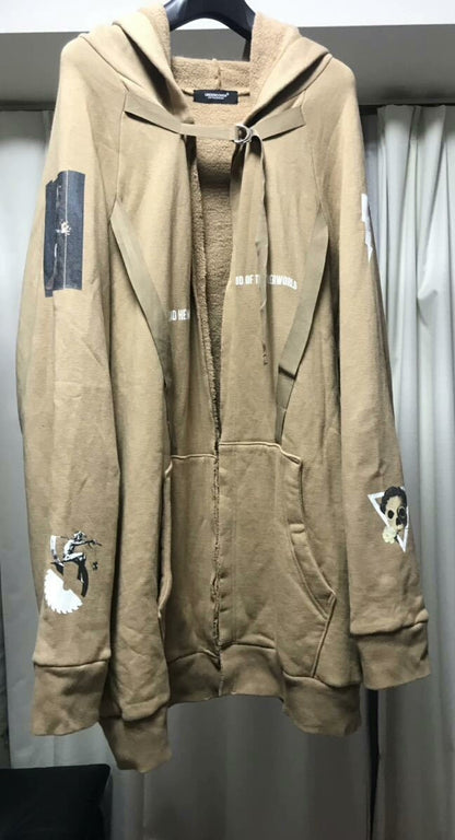 long hooded sweatshirt with graphic print